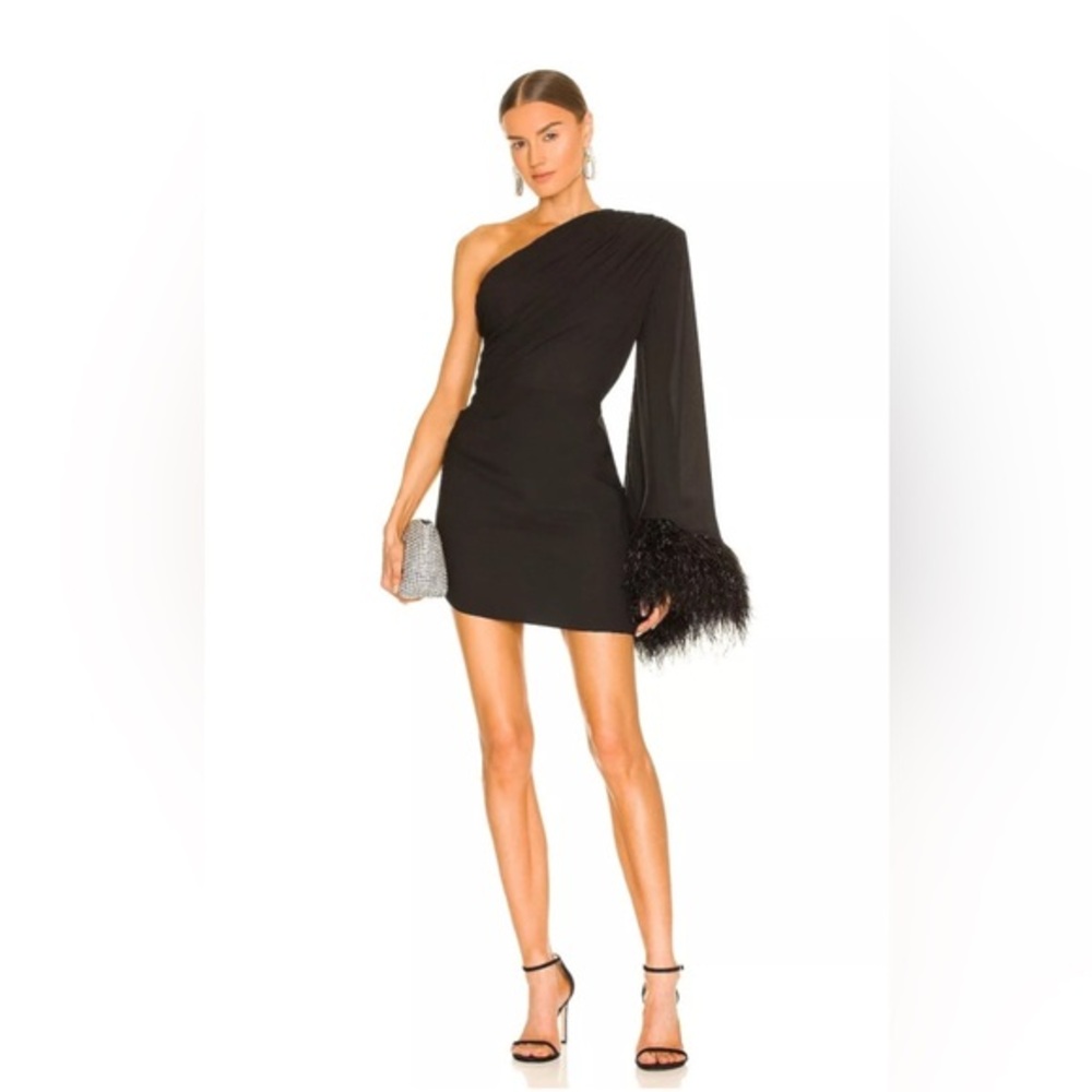 Bronx & Banco Black Feather Sleeve Mini Dress Size M